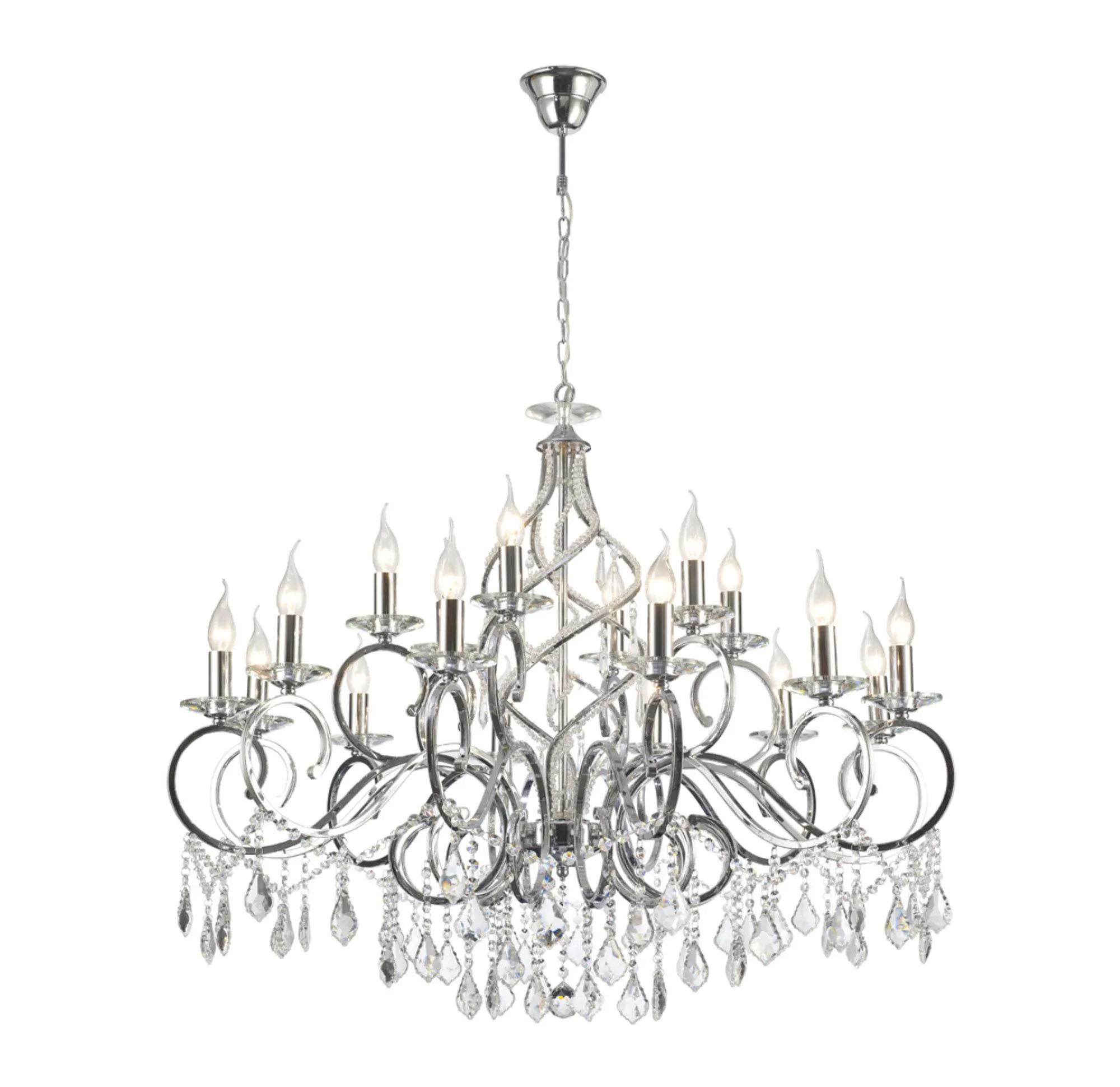 Torino Polished Chrome Crystal Ceiling Lights Diyas Tiered Crystal Fittings